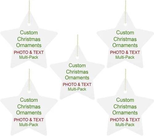 Vista 24 de Adornos de Navidad personalizados, texto fotográfico, haz tu propio adorno de cerámica de porcelana, regalo de recuerdos para decoración de Navidad