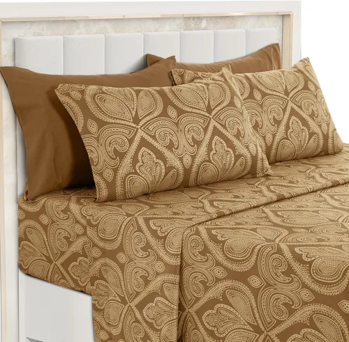 Vista 11 de LDC LUX Décor Colección - Juego de sábanas para cama de tamaño individual con estampado de cachemira – 4 piezas de sábanas de microfibra ultra