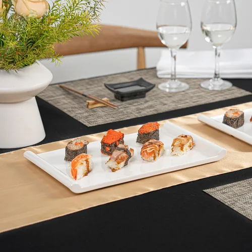 Vista 7 de Restaurantware Voga - Platos de servir de 12 x 7 pulgadas, 10 platos rectangulares para sushi, pequeños, resistentes a roturas, platos blancos
