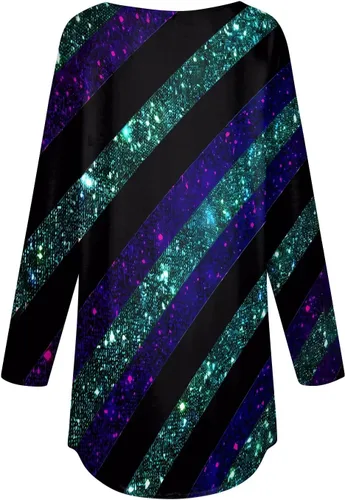 Vista 4 de FlekmanArt Ropa para mujer, sudadera de manga larga con cuello redondo, estampada, informal, holgada, cómoda, elegante, clásica