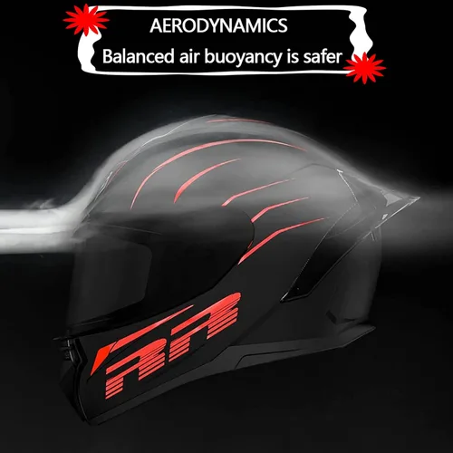 Vista 3 de RUANLOV Casco de motocicleta de cara completa, casco de motocicleta frontal abatible, casco integrado aprobado por DOT/ECE, casco abatible de cara