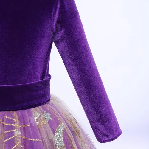 Vista 5 de Vestido de terciopelo de invierno para niñas, vestido de fiesta de Navidad, vestido de baile de manga larga, vestidos de noche de boda para niños