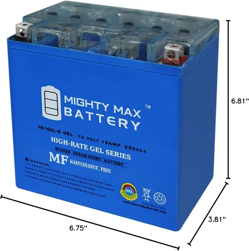 Vista 9 de Mighty Max Battery YB16CL-B Gel 12V 19AH Batería para 1997 Sea Doo GTI 5641