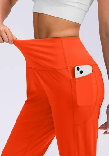 Vista 3 de Viodia Pantalones deportivos para mujer, con bolsillos, cintura alta, atléticos, para entrenamiento, yoga, pantalones deportivos cónicos