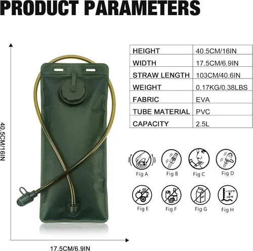 Vista 2 de Mardingtop Bolsa de hidratación, bolsa de agua a prueba de fugas de 2.5 litros, mochila de hidratación militar de repuesto para senderismo