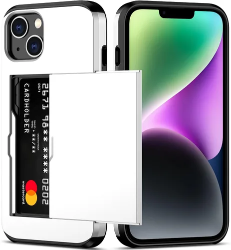 Vista 20 de Nvollnoe Funda para iPhone 14 con tarjetero [almacena 5 tarjetas] Funda tipo cartera de doble capa resistente a prueba de golpes con ranura oculta