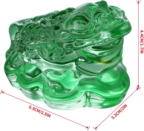 Vista 3 de MDLUU Paquete de 2 estatuas de sapo de dinero, ranas de la fortuna de cristal Feng Shui, amuleto de buena suerte para caja registradora, escritorio