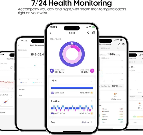 Vista 2 de Reloj inteligente avanzado de salud para mujeres y hombres con monitoreo en tiempo real de la frecuencia cardíaca, calidad del sueño y niveles