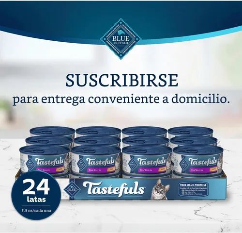 Vista 11 de Blue Buffalo Tastefuls Beef Paté Wet Cat Food, 5.5 oz, 24 ct