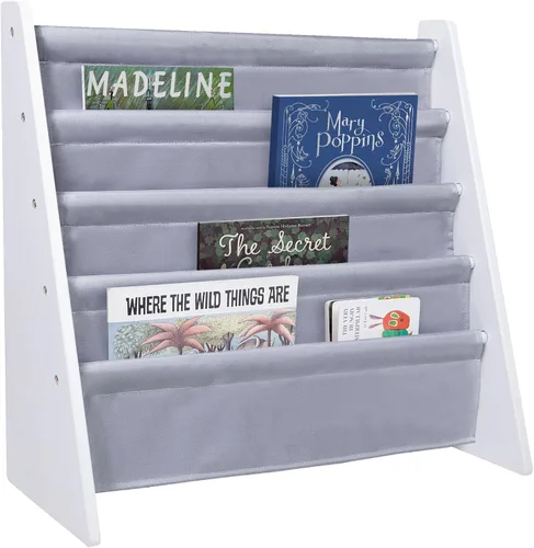 Vista 9 de Wildkin estantería de lona para niños y niñas, diseño de madera con cuatro estantes de tela, mantén las habitaciones, salas de juegos y aulas