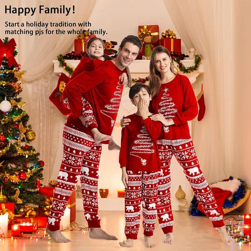 Vista 2 de Oriental eLife Pijamas de Navidad para la familia, conjuntos de pijamas familiares de Navidad a juego, ropa de dormir familiar de Navidad 2023