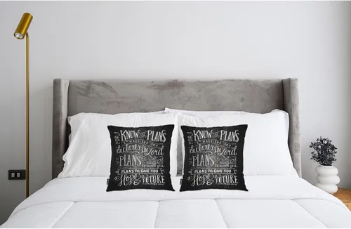 Vista 3 de Swono Juego de 2 fundas de almohada decorativas con versículo bíblico para el hogar, fundas de almohada para sala de estar, dormitorio, fundas