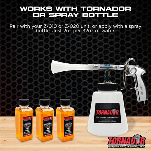 Vista 4 de Tornador TC-ENZYME - Limpiador enzimático multiusos de 2 onzas, paquete de 3 Removedor de manchas y manchas resistente con control de olores
