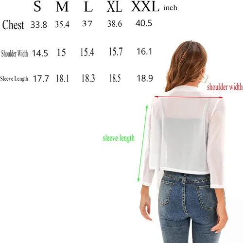 Vista 6 de Cárdigan tipo bolero de manga 34 para mujer, con lazo, ligero, bolero