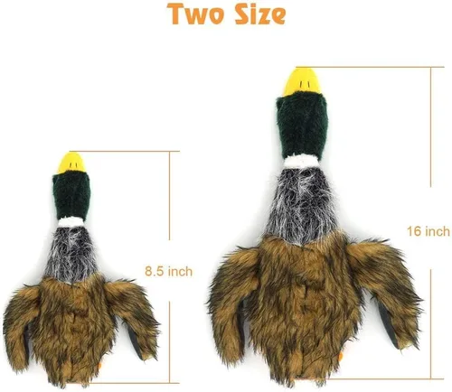 Vista 2 de JKW Peluche y peluche de pato mallardo, juguetes chirriantes para perros medianos y grandes, 16 pulgadas, 1 paquete