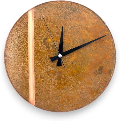 Vista 10 de Reloj de pared de cobre puro hecho a mano para decoración del hogar, reloj decorativo para sala de estar, dormitorio y cocina, arte mural decorativo