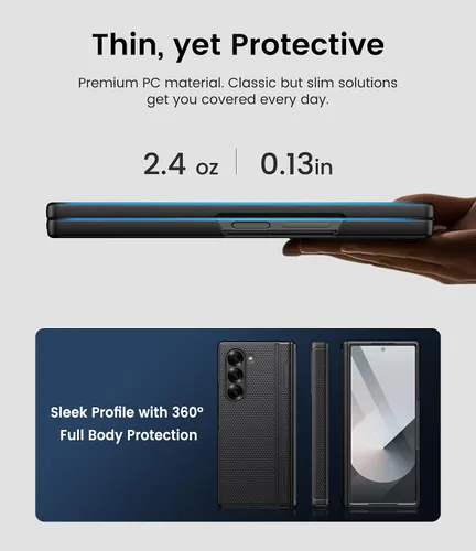 Vista 6 de BXYJY Funda para Samsung Galaxy Z Fold 6 con función atril, protector de pantalla frontal y protección de bisagra, ajuste delgado, resistente, duro