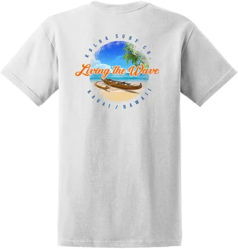 Vista 55 de Koloa Surf - Camisetas de algodón pesado para hombre, tallas grandes y altas Azul acuático/negro buscando diseño de ondas