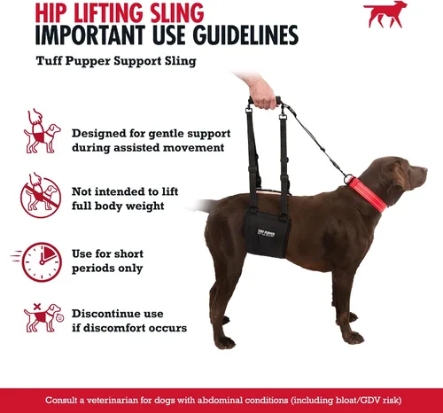 Vista 4 de Tuff Pupper Arnés de cadera para perros Soporte de elevación trasera para perros mayores y lesionados Ayuda de movilidad ajustable Mango