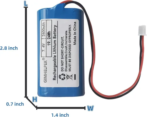 Vista 2 de Batería recargable de litio de iones de litio de 7.4 V 2600 mAh, batería recargable de 7.4 V (actualizada) compatible con múltiples dispositivos 7.4