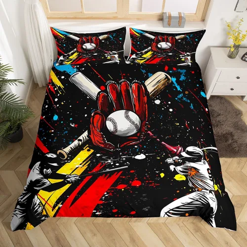 Vista 37 de Erosebridal Hockey Twin Duvet Cover for Boys,Blue and Black Sports Bedding Sets for Kids Teen,Ball Games Gamer Bed Set,Ice Hockey Field Quilt Cover