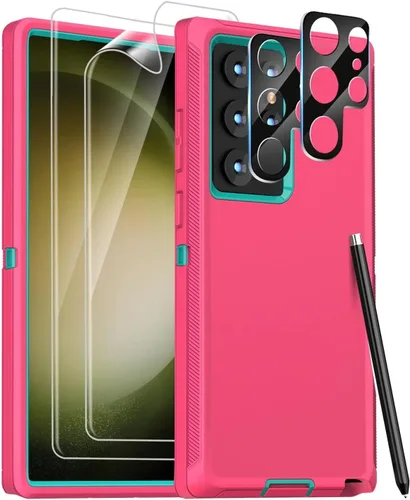 Vista 8 de Funda para Samsung Galaxy S23 Ultra: [grado militar a prueba de golpes] con 2 piezas [protector de cámara + protector de pantalla suave] Funda