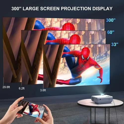 Vista 5 de Proyector FUDONI con WiFi 5G y Bluetooth, portátil nativo 1080P 18000L