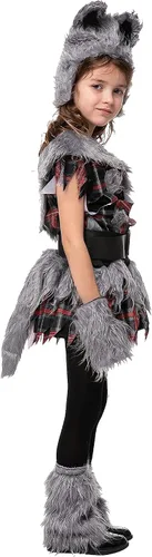 Vista 5 de Spooktacular Creations Disfraz de hombre lobo para niños, bonito disfraz de lobo con sombrero, vestido, guantes, cinturón, fundas de zapatos