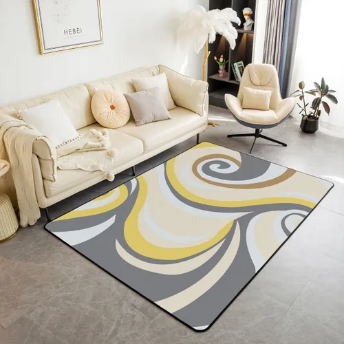 Vista 17 de Alfombra de área en espiral colorida de 3 x 5 pies, abstracta y moderna geométrica, decoración de remolinos, antideslizante, para hombres, mujeres