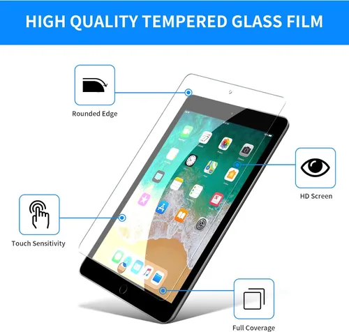 Vista 5 de 2 unidades de protector de pantalla para iPad de 9,7 pulgadas de 6ª generación, película de vidrio templado antiarañazos para iPad de 5ª Pantalla