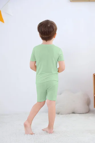 Vista 7 de GUISBY Pijama corto suave de rayón para bebés, niños y niñas, conjunto de 2 piezas