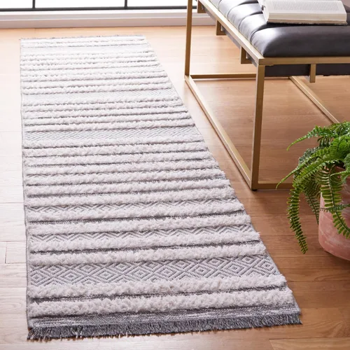 Vista 13 de SAFAVIEH Augustine Collection - Alfombra de pasillo de 2 x 9 pies, diseño de algodón rústico marroquí con flecos, fácil cuidado, ideal para zonas