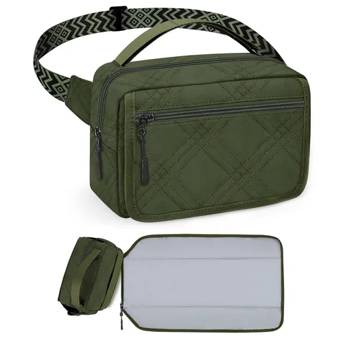 Vista 11 de printe Bolso pequeño para pañales con cambiador portátil, bolsa de cintura para mujer con bolsillo para toallitas para viajes, paquete divertido