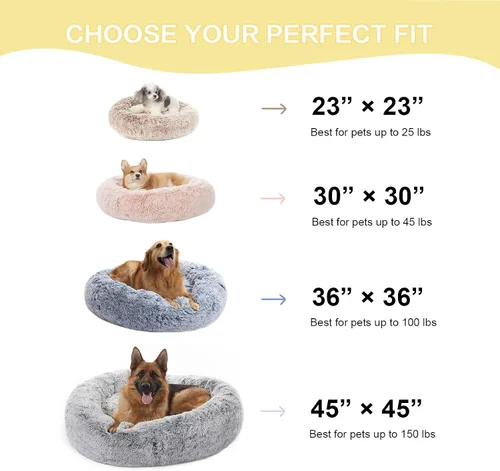 Vista 5 de Bedfolks Cama calmante en forma de dona, camas redondas y esponjosas de 23 pulgadas para perros pequeños, lavable a máquina, antiansiedad, cama