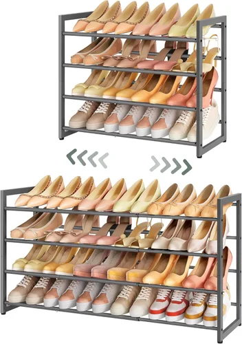 Vista 19 de FAVOOSTY Zapatero Expandible de 2 Niveles, Estante Ajustable para Zapatos Organizador de Almacenamiento que Ahorra Espacio de Metal Independiente