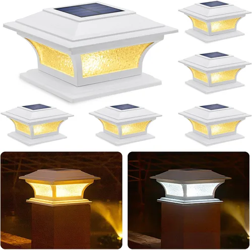 Vista 10 de SIEDiNLAR Luces solares de poste de vidrio para exteriores, luz LED para cerca, 2 modos para postes de 4 x 4, 5 x 5, 6 x 6 pulgadas, decoración