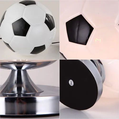 Vista 5 de Lámpara de escritorio de mesa de balón de fútbol de cristal, regalo para fanáticos del fútbol, regalo de Navidad para adolescentes