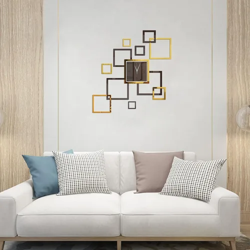 Vista 7 de Reloj de pared 3D DIY para decoración de sala de estar, moderno, silencioso, sin tictac, gran creatividad, sin marco, relojes de pared acrílicos