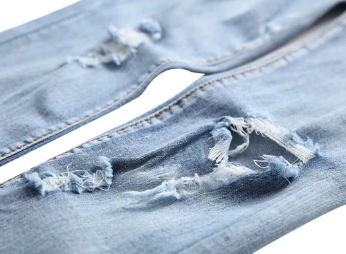 Vista 4 de Fredd Marshall - Pantalones de mezclilla ajustados para hombres, son elásticos y de diseño rasgado