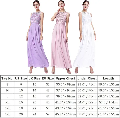 Vista 5 de FYMNSI - Vestido largo de gasa para mujer con encaje floral Vestido de baile XXL Dusty Rose