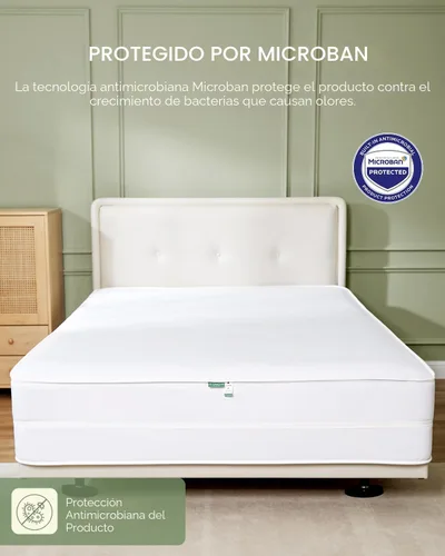 Vista 4 de FAUNNA Funda para colchón con cierre, protector de colchón 100% algodón a prueba de chinches y ácaros, hipoalergénico, protección antibacteriana