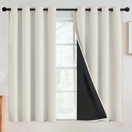 Vista 34 de SimpleHome - Cortinas opacas 100% para recámara, cortinas de ventana con ojales beige, con aislamiento térmico, cortinas de oscurecimiento