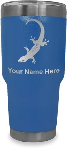 Vista 41 de LaserGram 20oz Vacuum Insulated Tumbler Mug, Gecko, Personalized Engraving Included (Black)