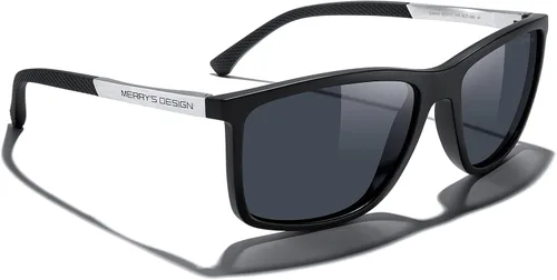 Vista 5 de MERRY'S Gafas de sol polarizadas rectángulo unisex para pesca que conduce el templo de aluminio S8658 del golf