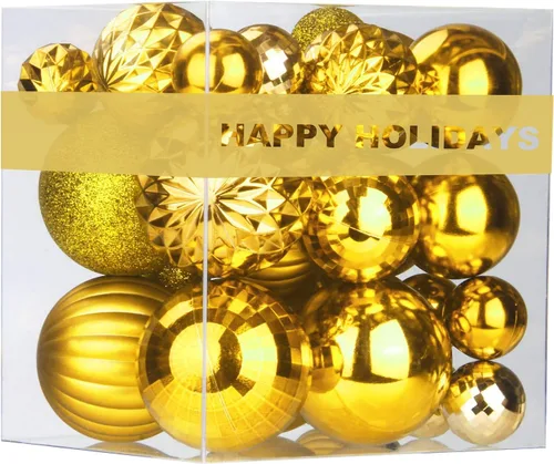 Vista 169 de Esferas pequeñas de Navidad de bronce y dorado de 1.6 pulgadas, adornos para decoración de árbol de Navidad, bolas colgantes inastillables