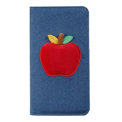 Vista 16 de Libro de mesero, libro de mezclilla para Watiress con cara sonriente esponjosa, bordado de felpa con diseño de flor de dólar