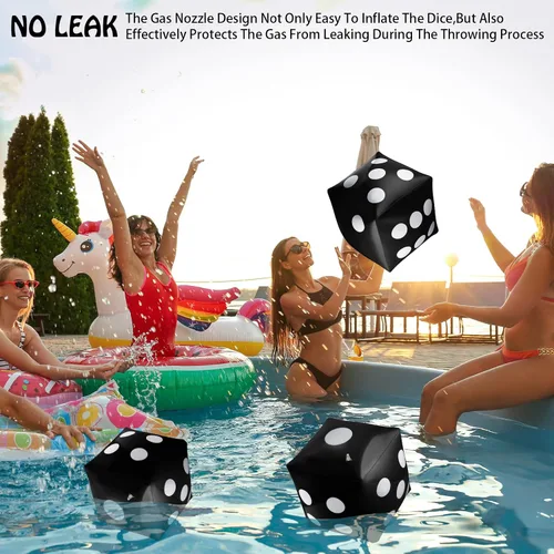 Vista 6 de Paquete de 3 dados inflables grandes jumbo gigantes para interiores y exteriores, juego de mesa Ludo, artículo para fiestas en la piscina