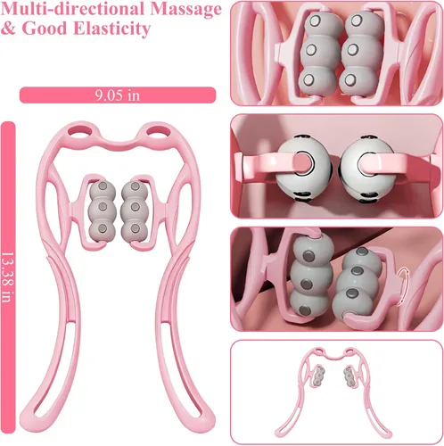 Vista 5 de Masajeador de cuello con rodillo de cuello, herramienta de masaje para aliviar el dolor de tejido profundo, diseño de mango ergonómico, ligero
