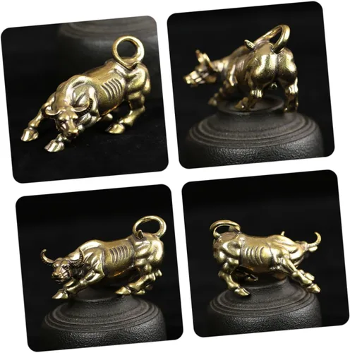 Vista 8 de VOSAREA Figura de toro de latón para decoración del hogar, estatuas de vaca, figura de buey, adorno para inauguración de la casa, decoración