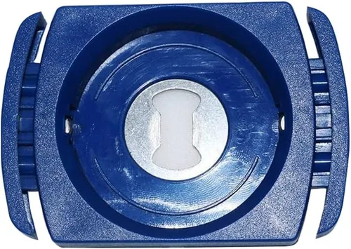 Vista 2 de Abrelatas manual azul dos en uno para latas de bebidas de 8 a 19 onzas, abridor de botellas, herramienta de barra doméstica